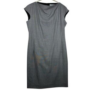 MM Lafleur Marilyn Dress Women's 12 Gray‎ Wool Blend Sheath Cap Sleeve Career